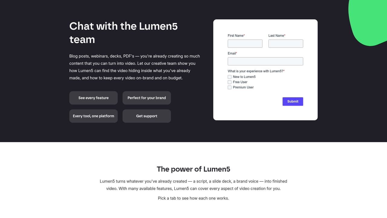 Lumen5 — Book a demo if buying for a team