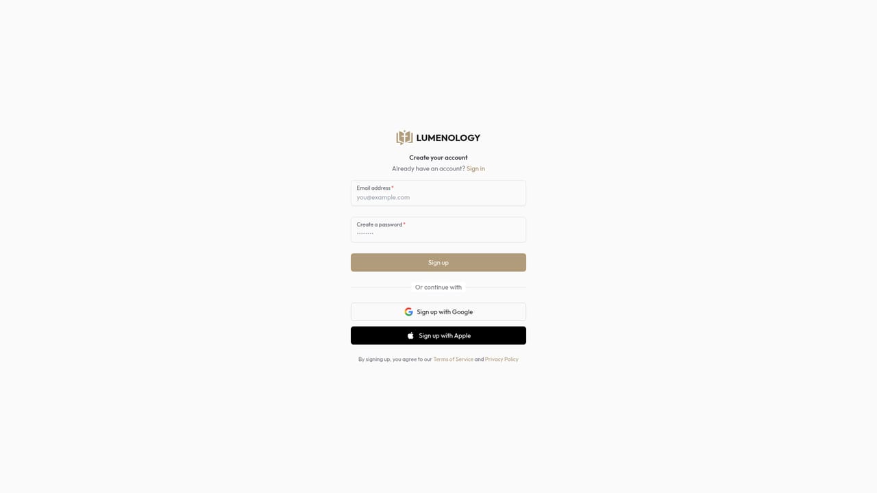Lumenology — Create a free account