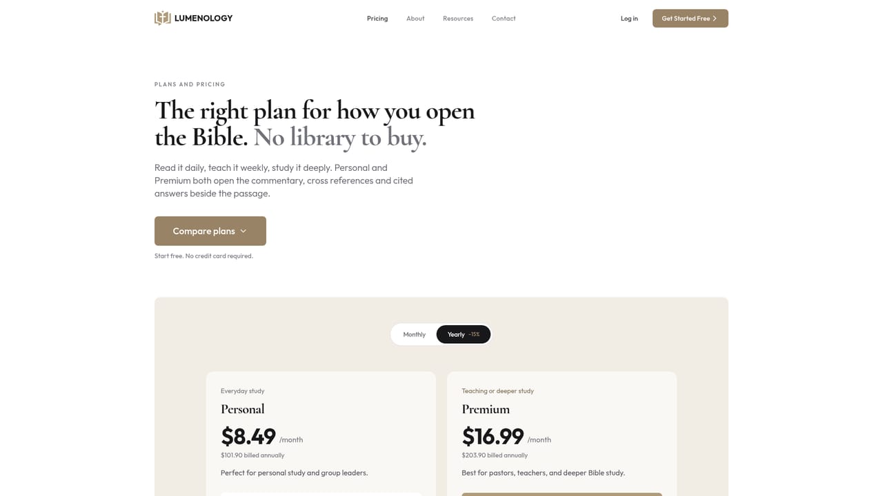 Lumenology — Compare plans before committing