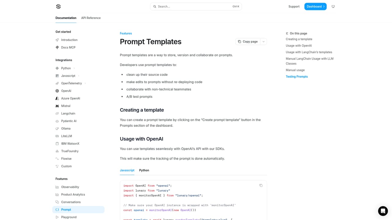 Lunary — Move prompts into templates