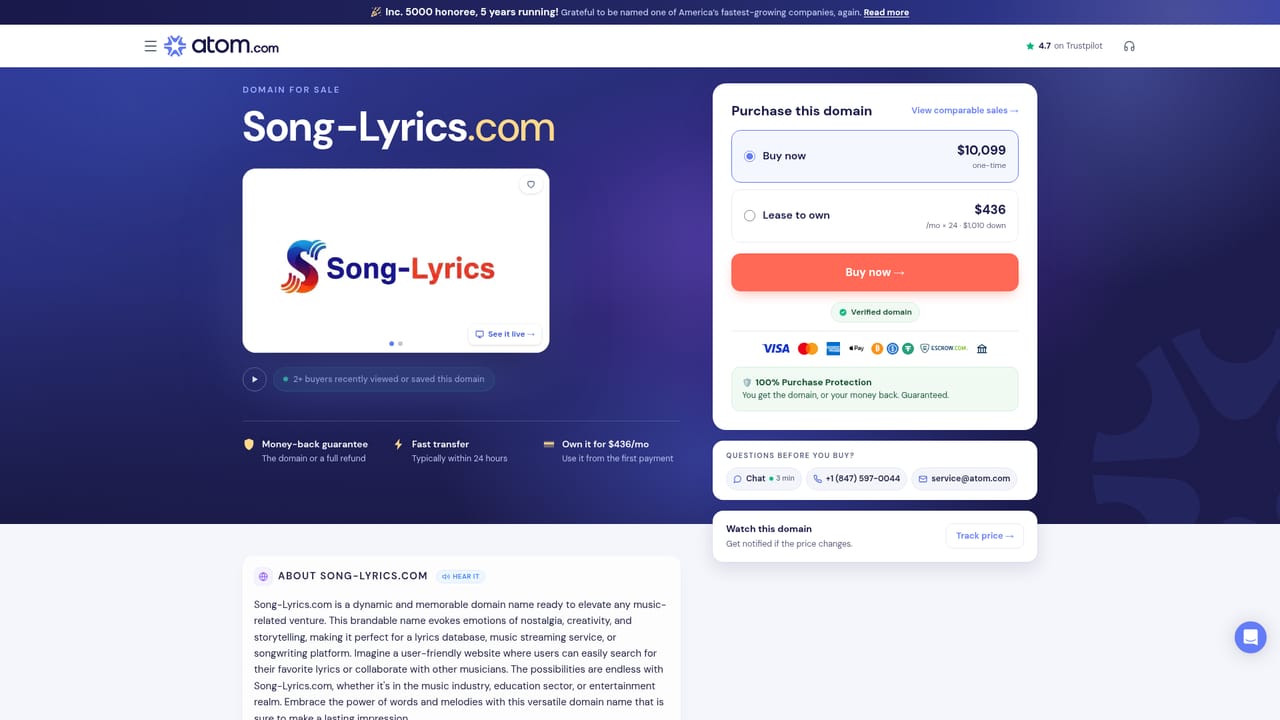 Lyrics Generator — Compare adjacent names on the marketplace