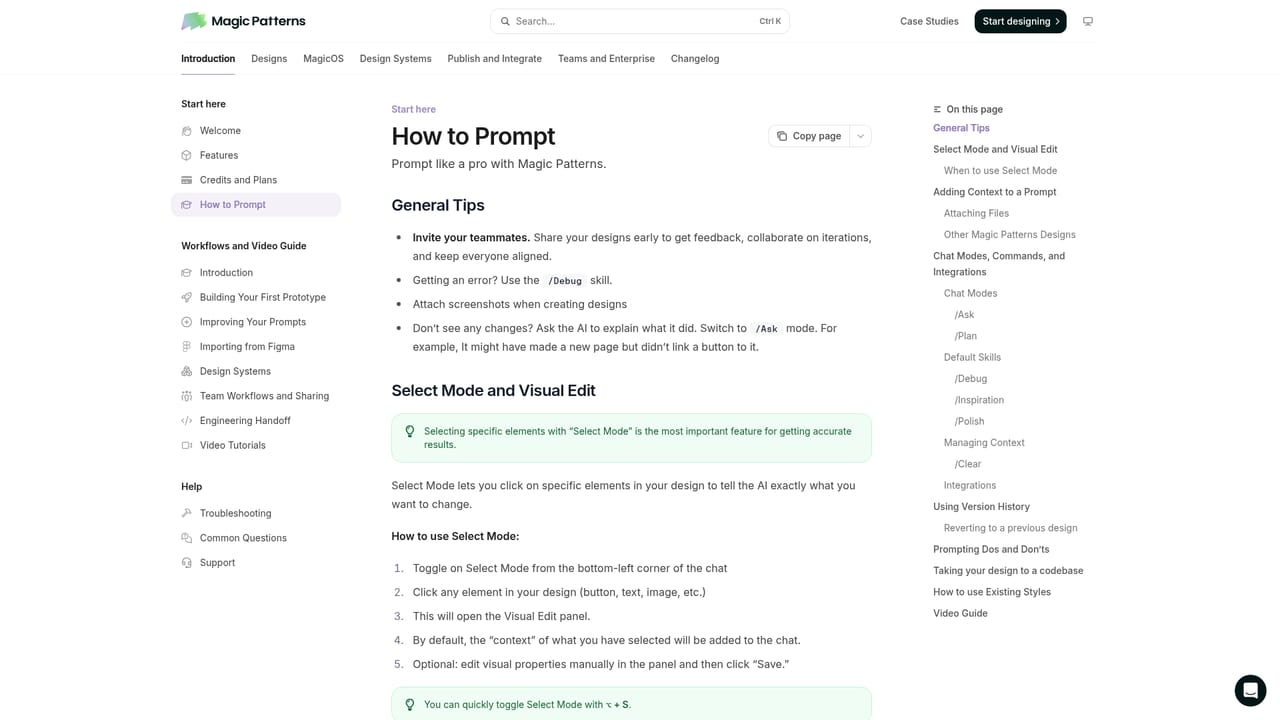 Magic Patterns — Describe the feature you want to prototype