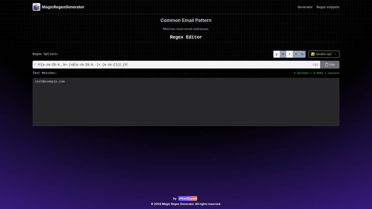 Magic Regex Generator — Try a ready made snippet
