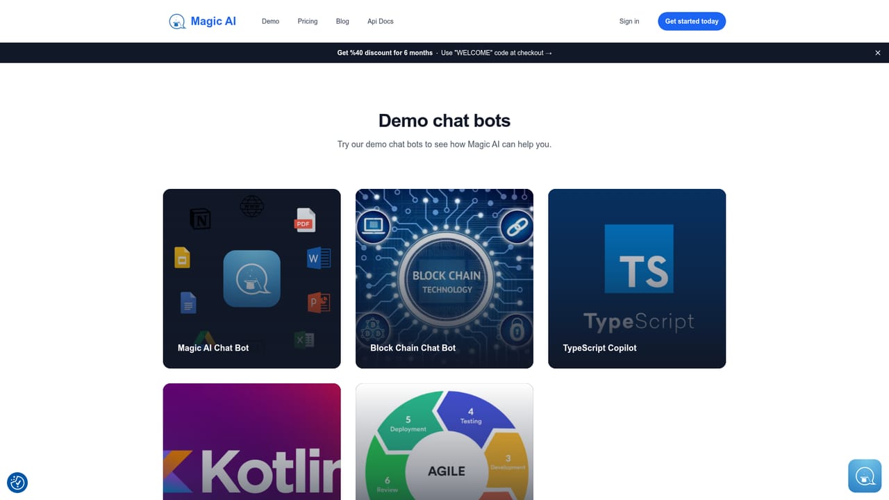 MagicAI Chatbots — See the chat experience first