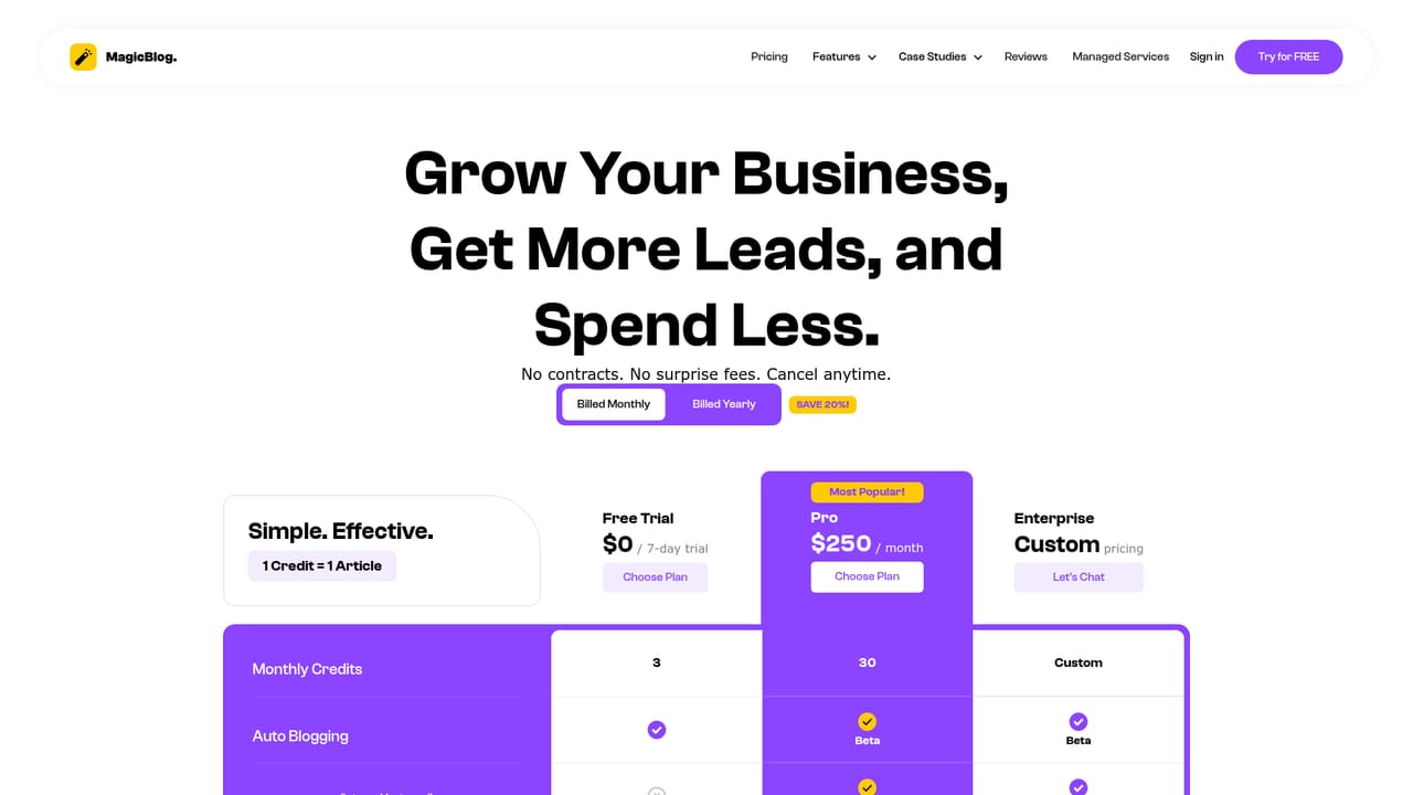 MagicBlog — Compare plans before scaling volume