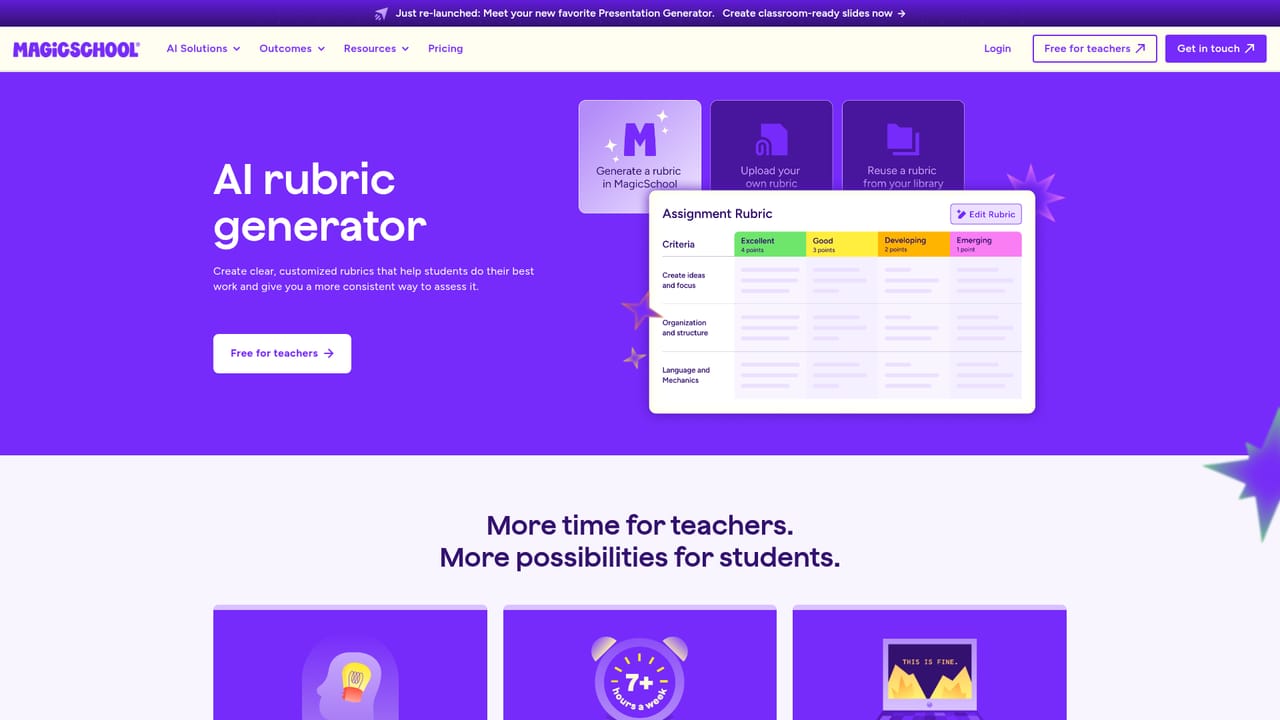 MagicSchool — Build a matching rubric