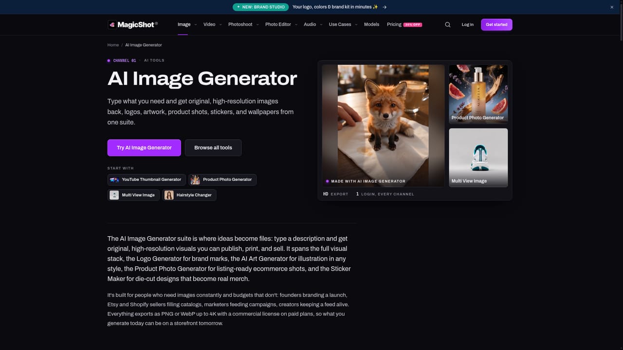 MagicShot.ai — Generate a first image from a prompt