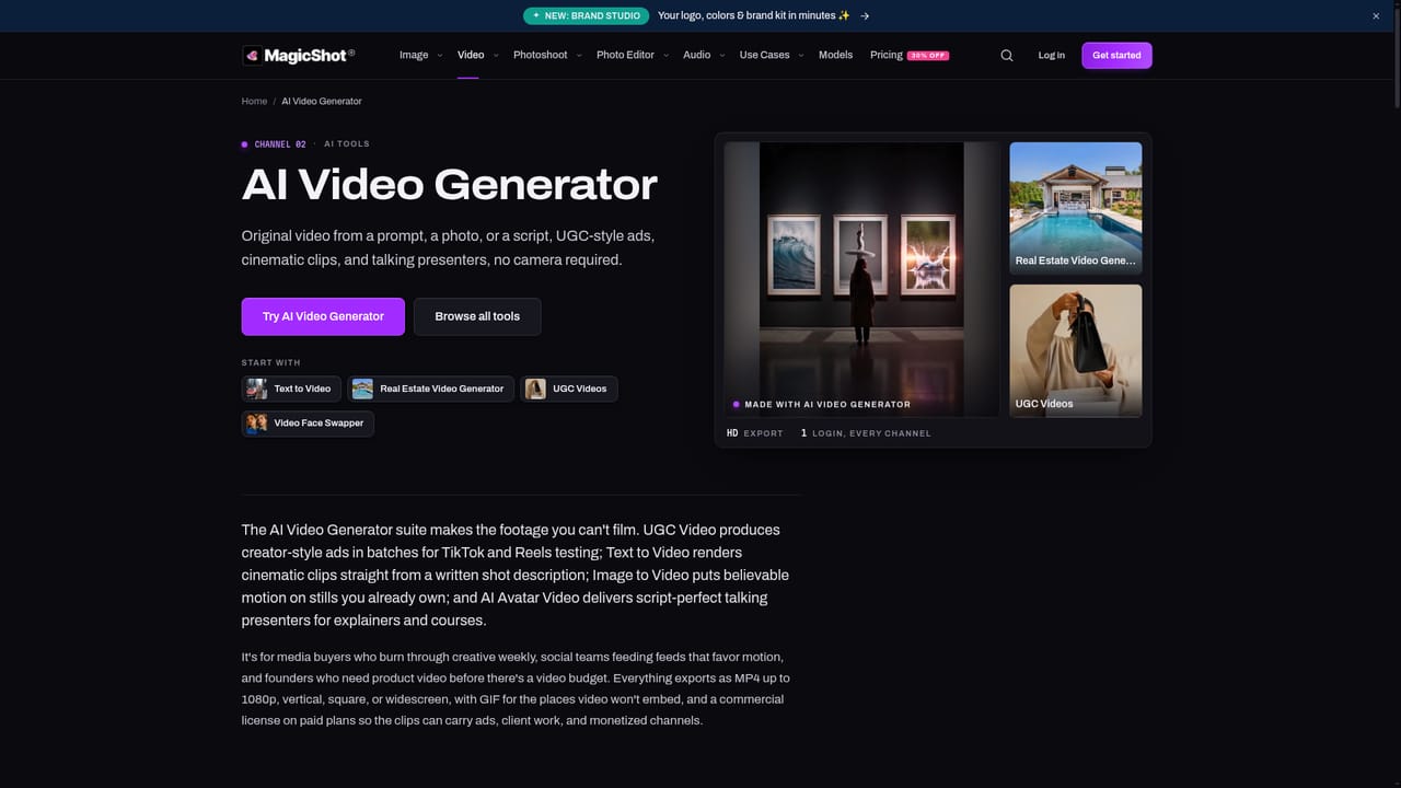MagicShot.ai — Create a video from text or a still