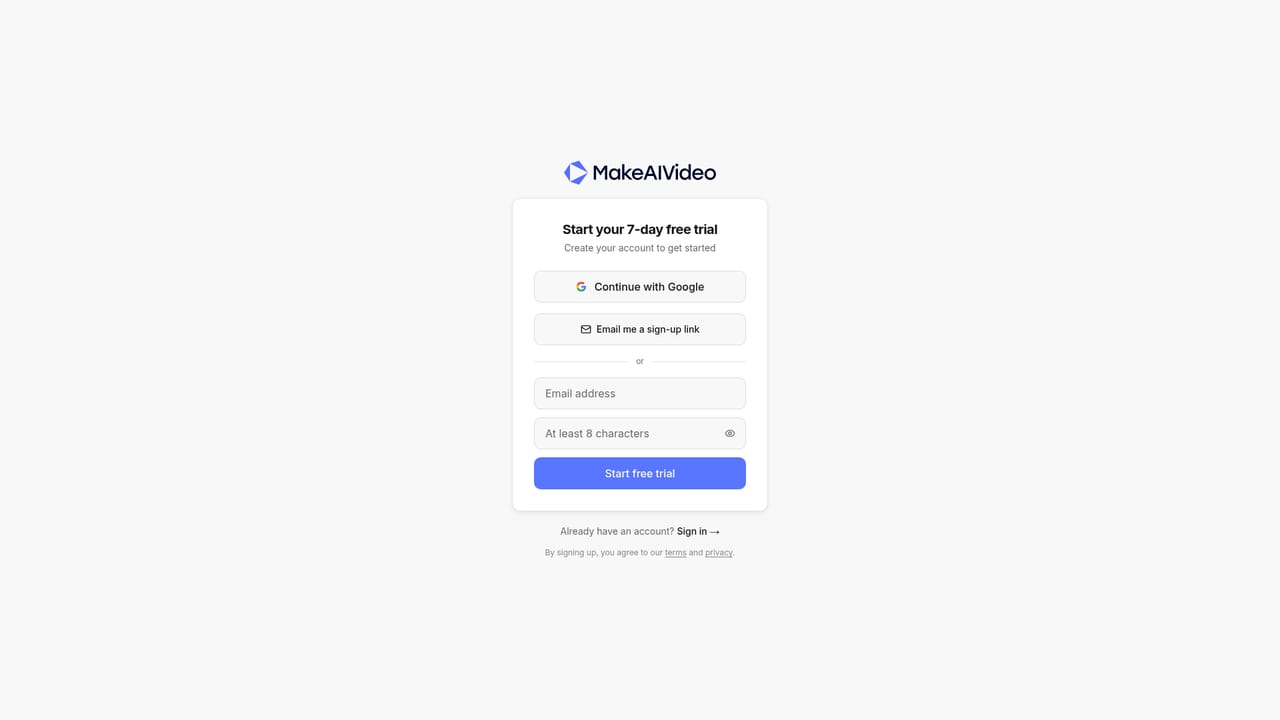 MakeAIVideo — Start a free trial