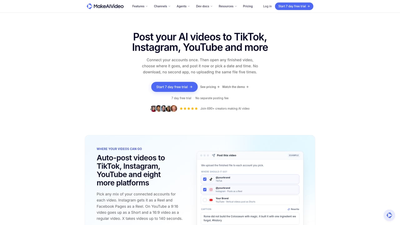 MakeAIVideo — Post or download