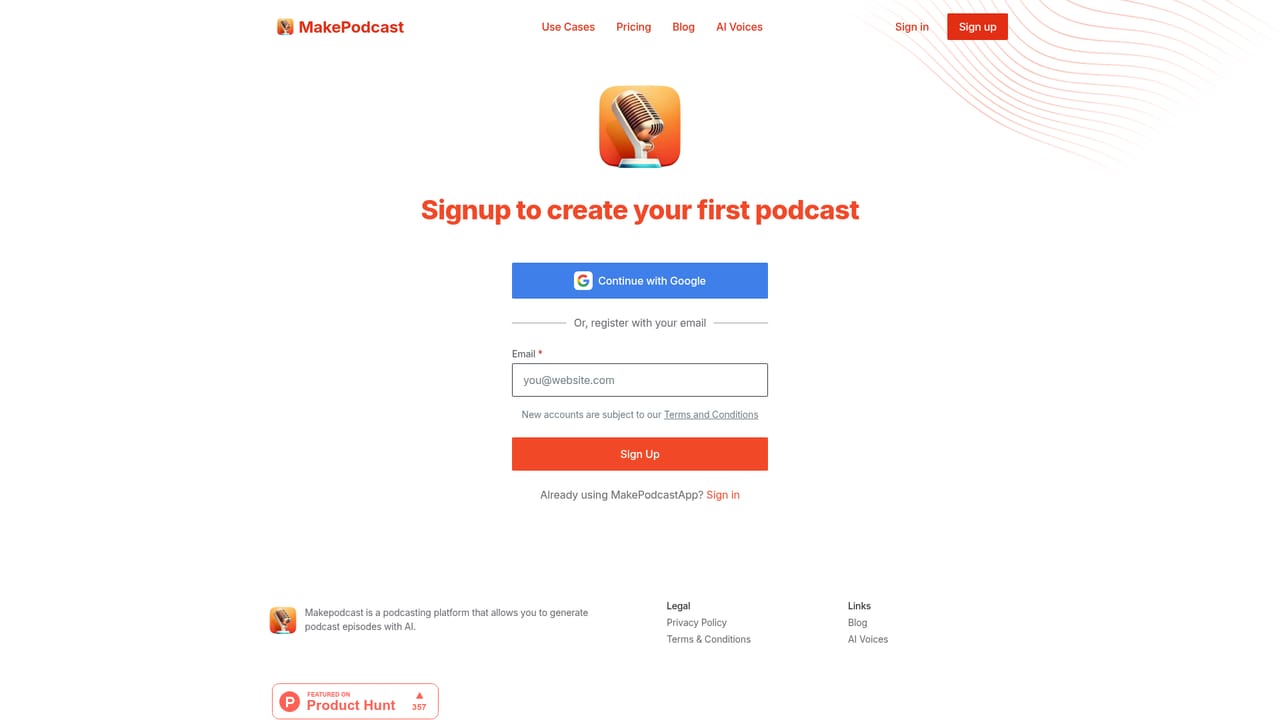 MakePodcast — Create an account on MakePodcast