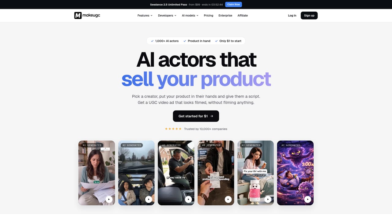 MakeUGC — Pick an actor or start from a prompt