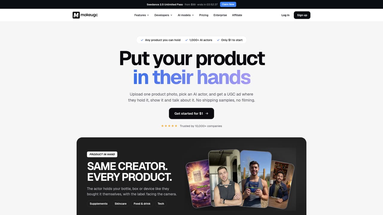 MakeUGC — Write the script and add your product