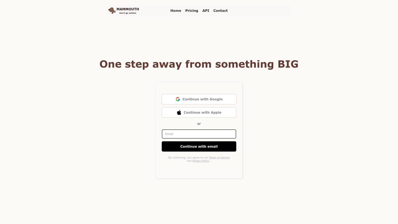 Mammouth AI — Create an account and open the app