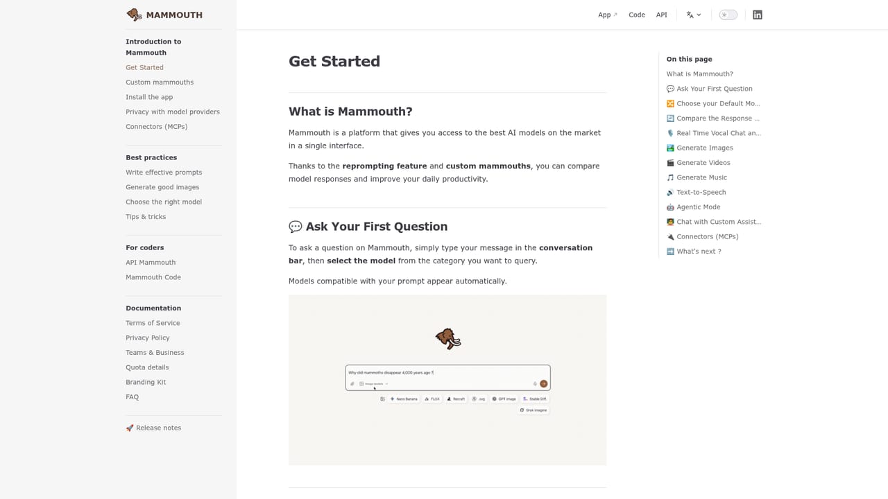 Mammouth AI — Skim the introduction docs