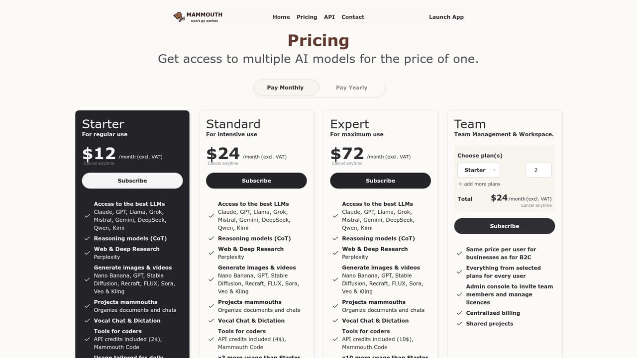 Mammouth AI — Review pricing and plans