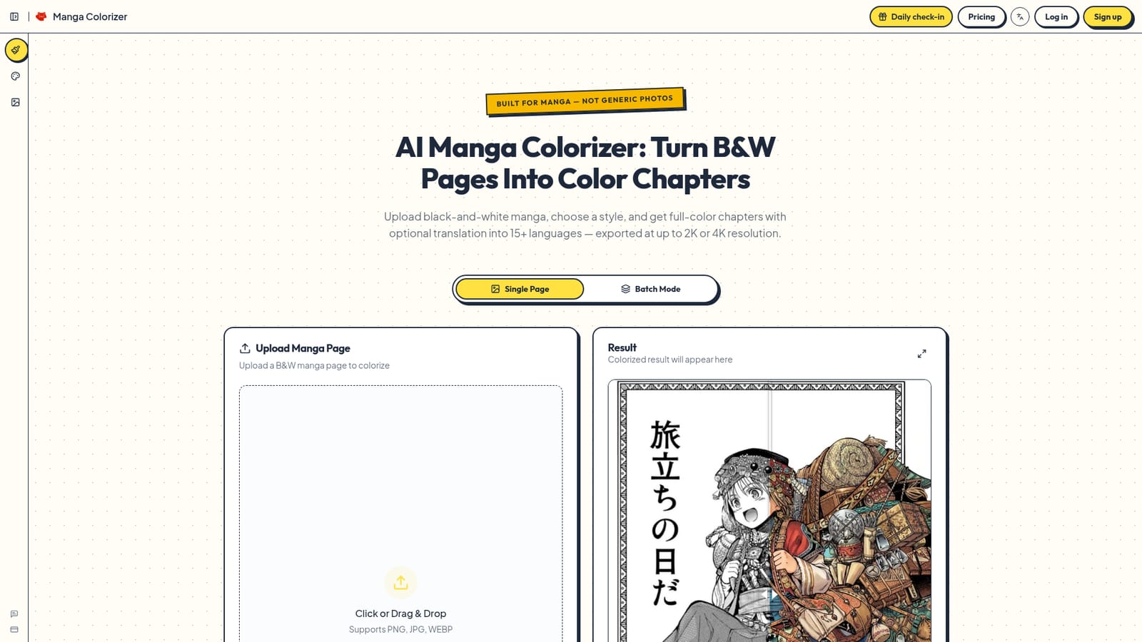 Manga Colorizer — Upload your manga pages