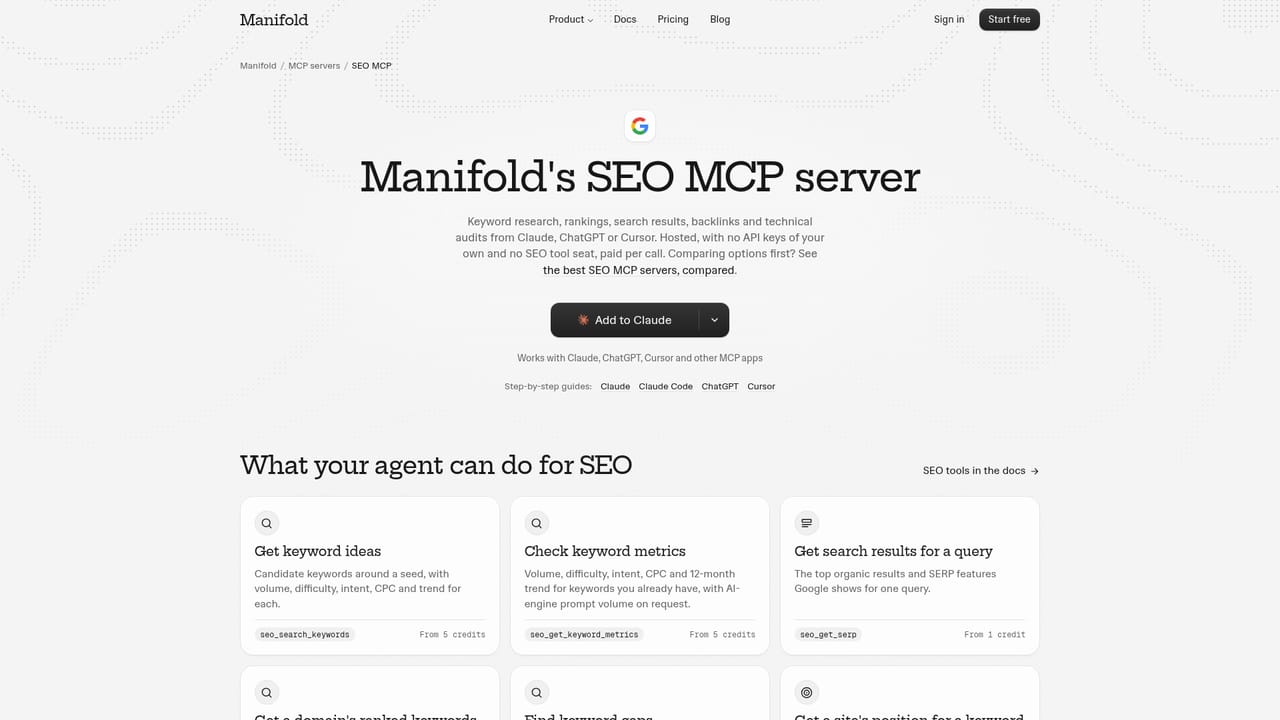 Manifold MCP — Start with an SEO question
