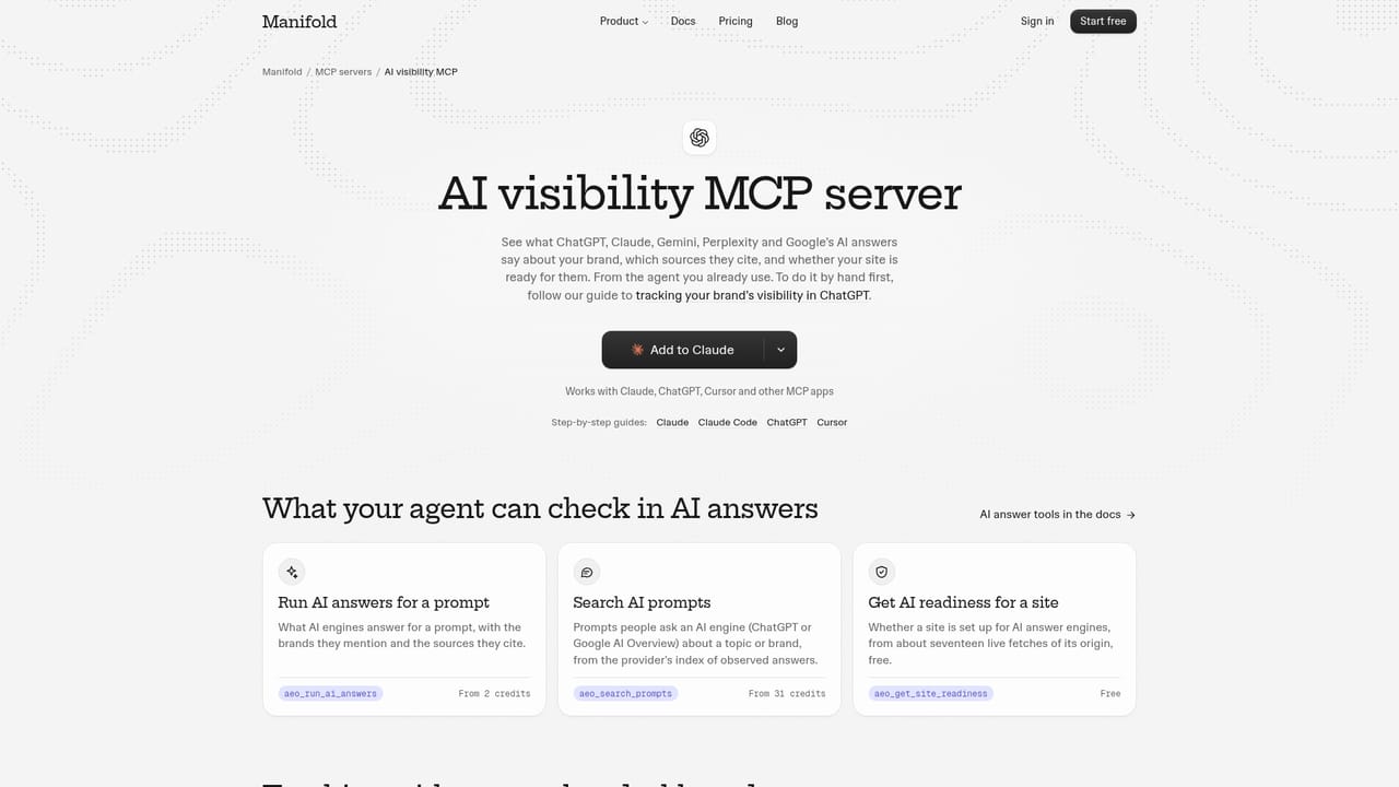 Manifold MCP — Test AI answer visibility