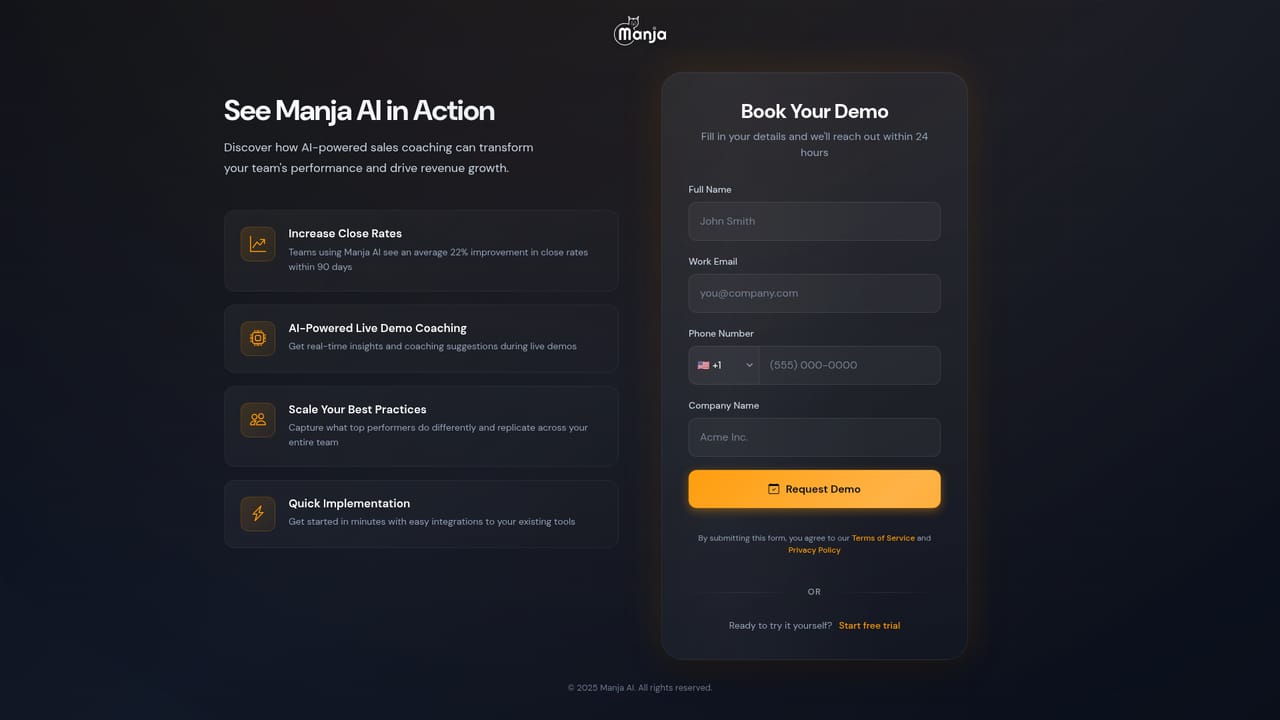 Manja — Request a demo or open a trial account