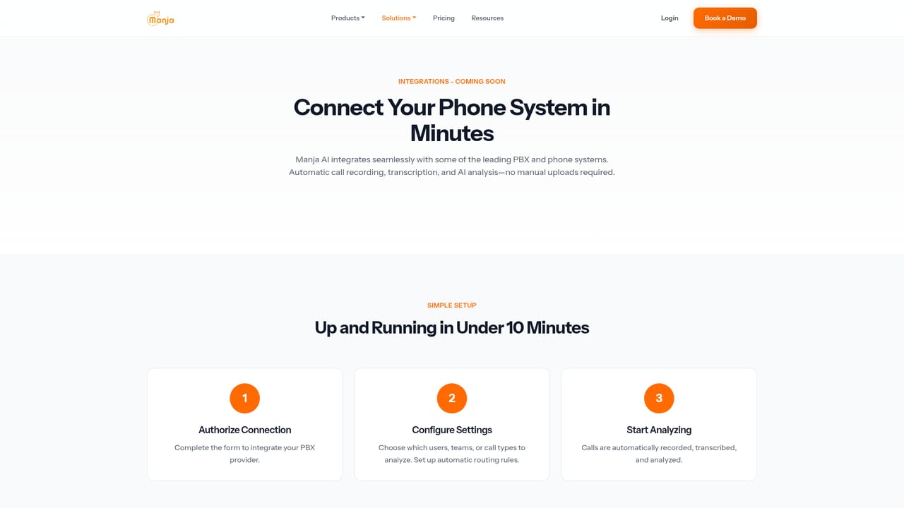 Manja — Connect your phone system or upload calls