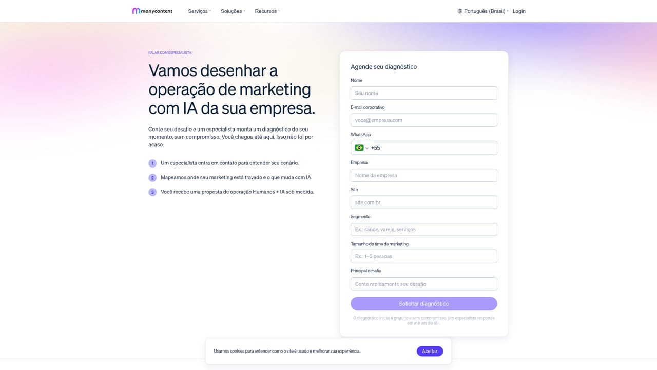 Manycontent — Book a free initial diagnosis