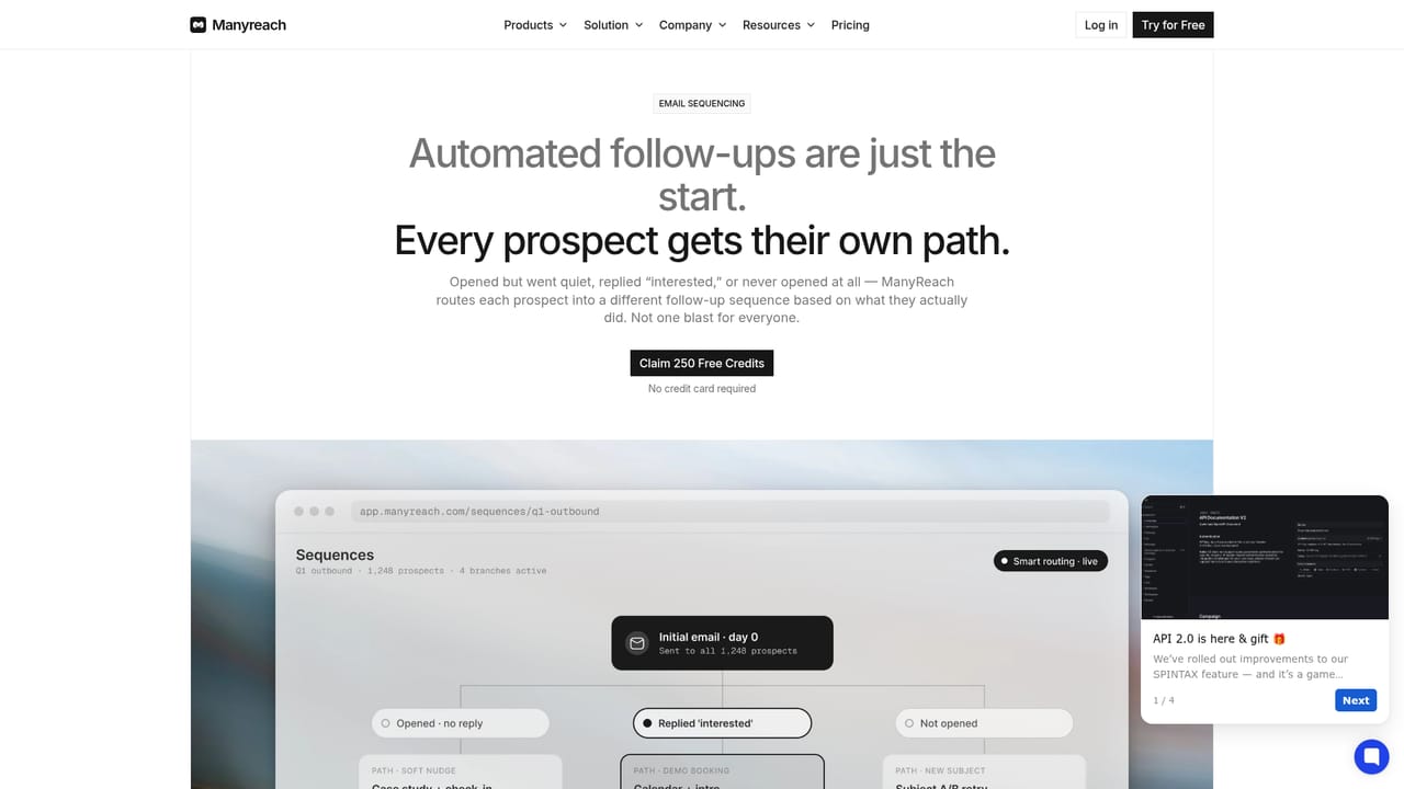 Manyreach — Import contacts and build a sequence