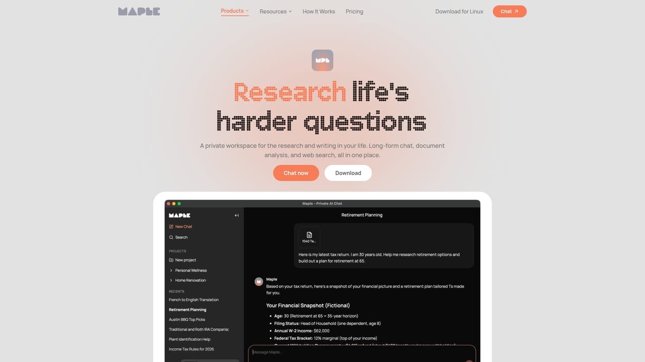 Maple — Read how the privacy architecture works