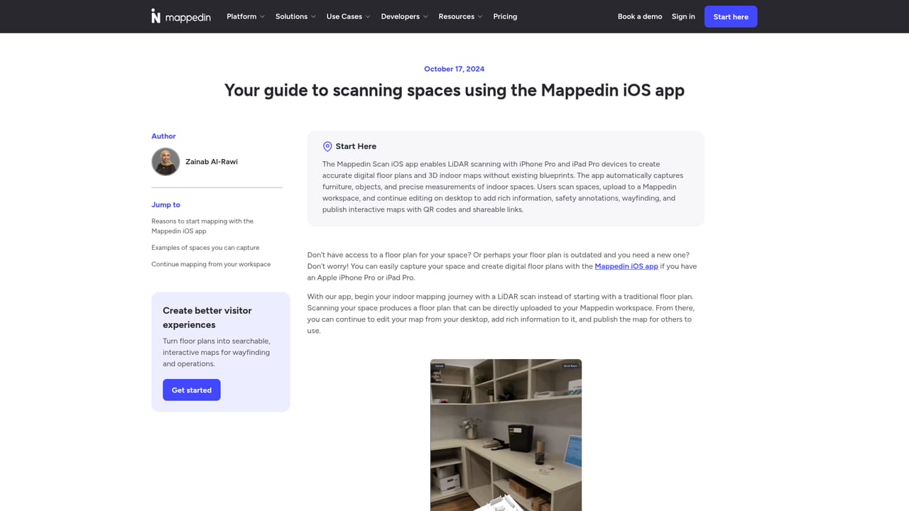 Mappedin — Scan a room with the iOS app if no plan exists