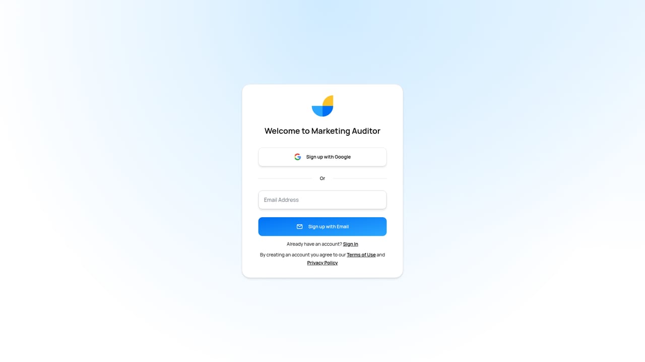 Marketing Auditor — Create an account