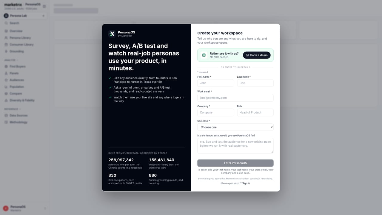 Marketrix — Open PersonaOS and try the free run