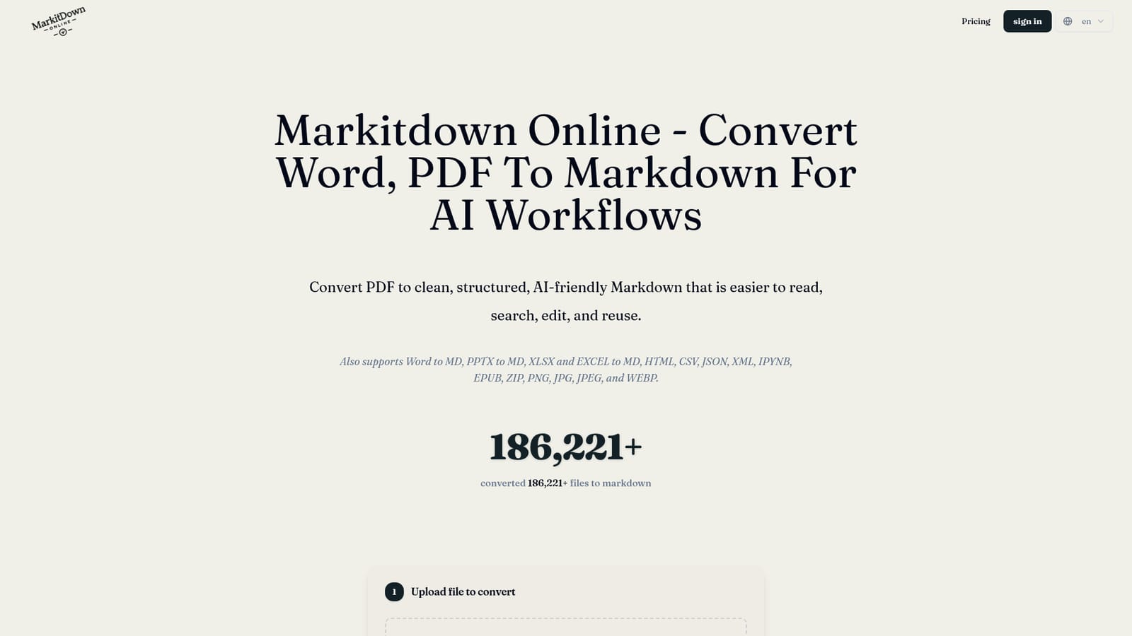 Markitdown — Open the converter and pick a source