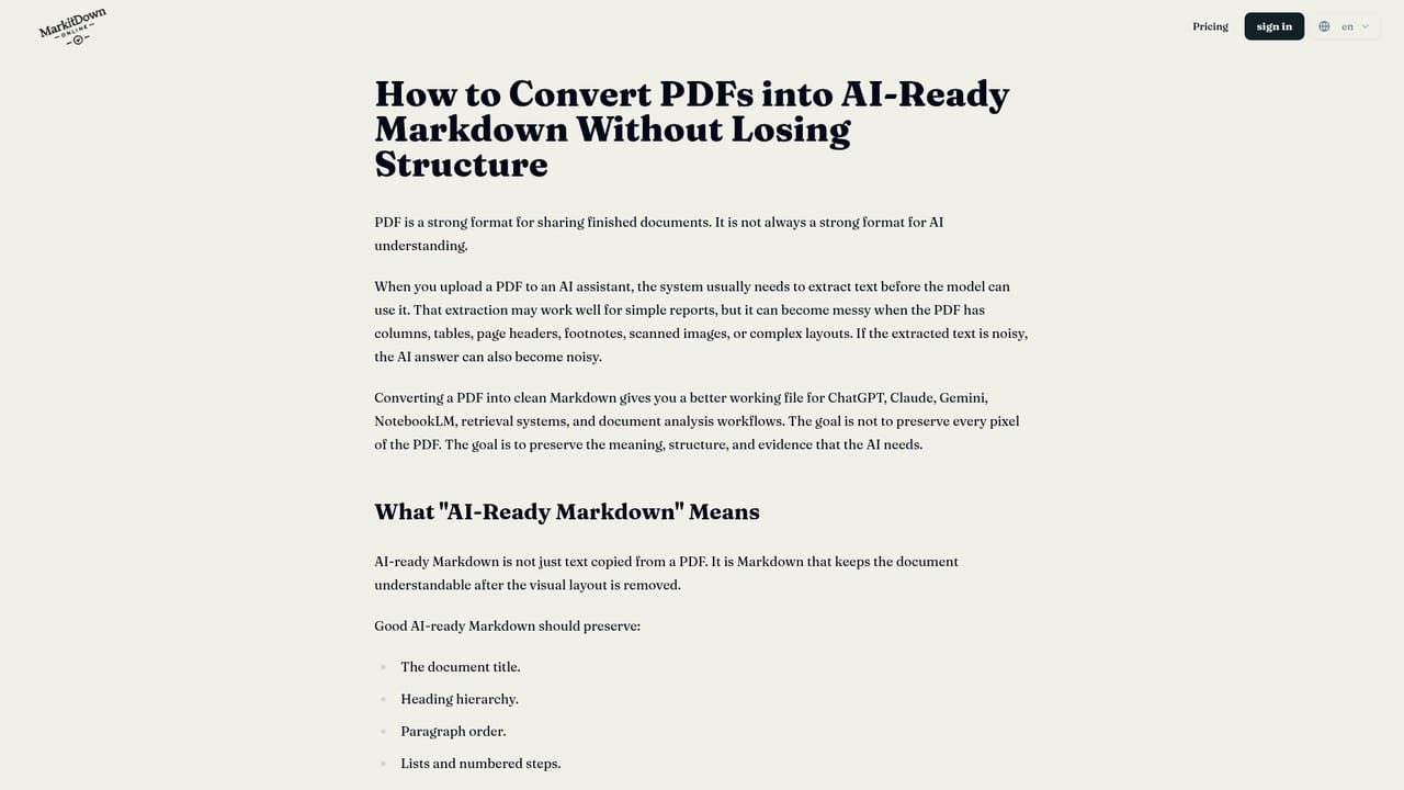 Markitdown — Review the Markdown preview