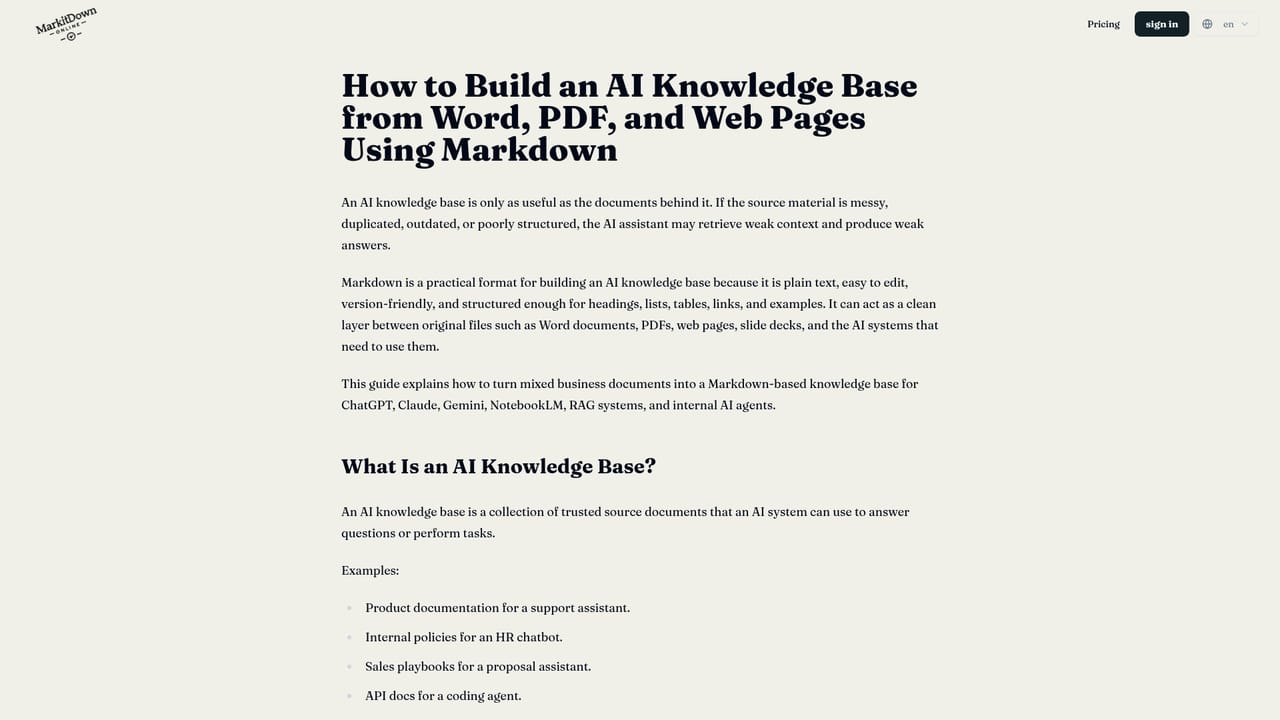 Markitdown — Assemble a knowledge base