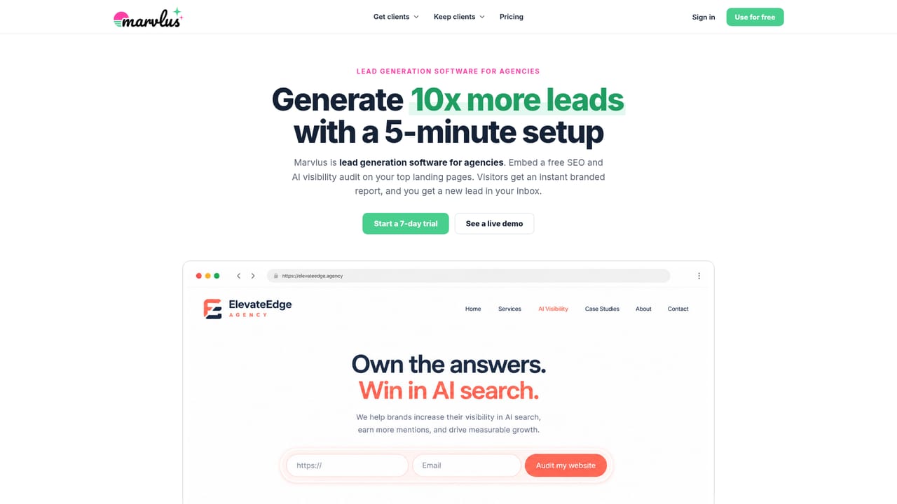 Marvlus — Embed the lead capture audit on your site