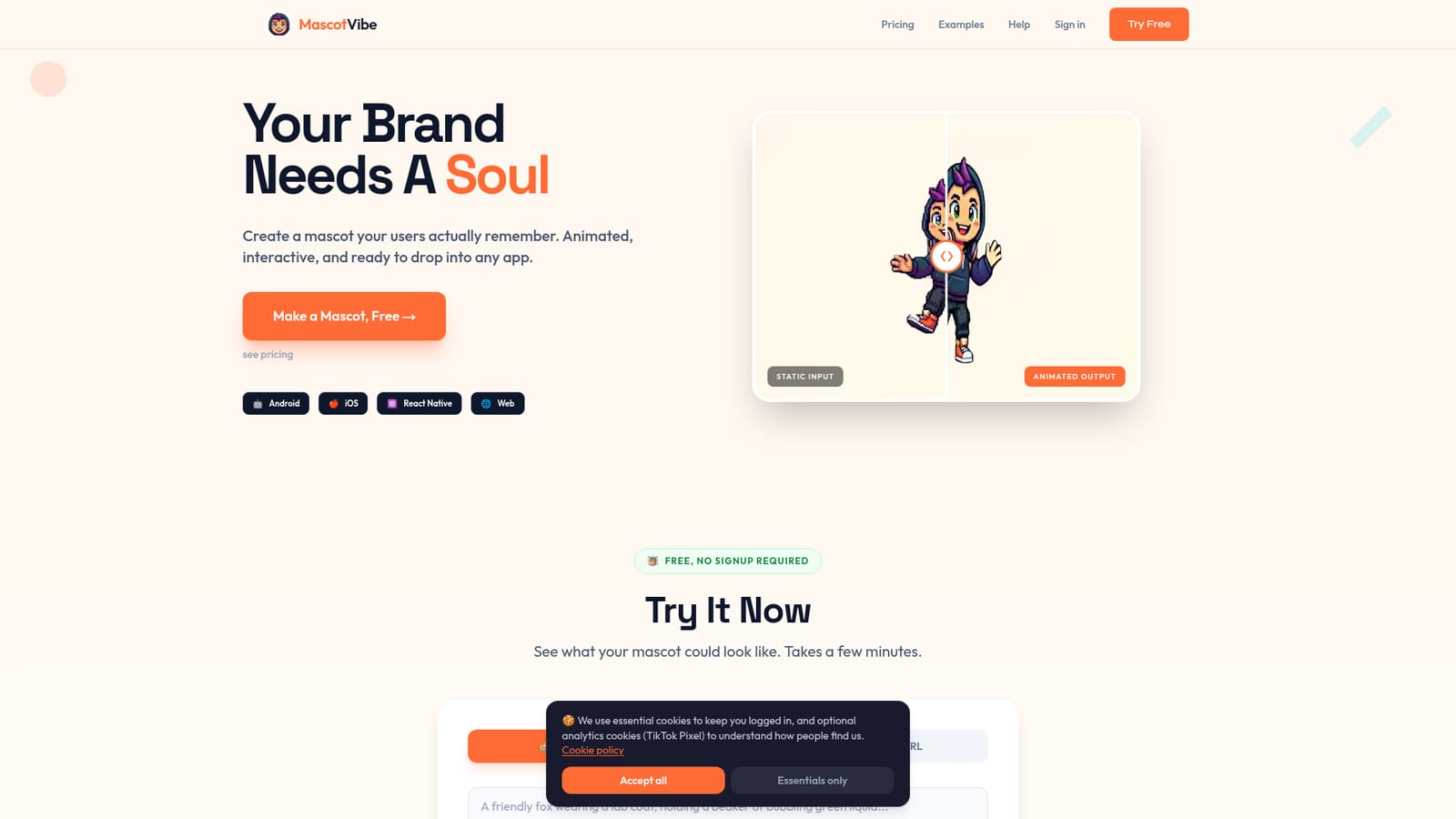 MascotVibe — Try the preview without signing up