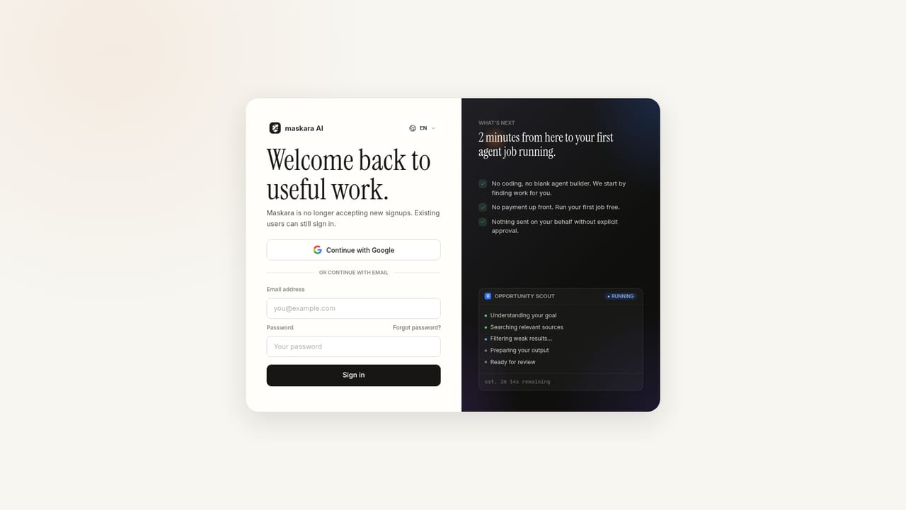 Maskara — Create your account