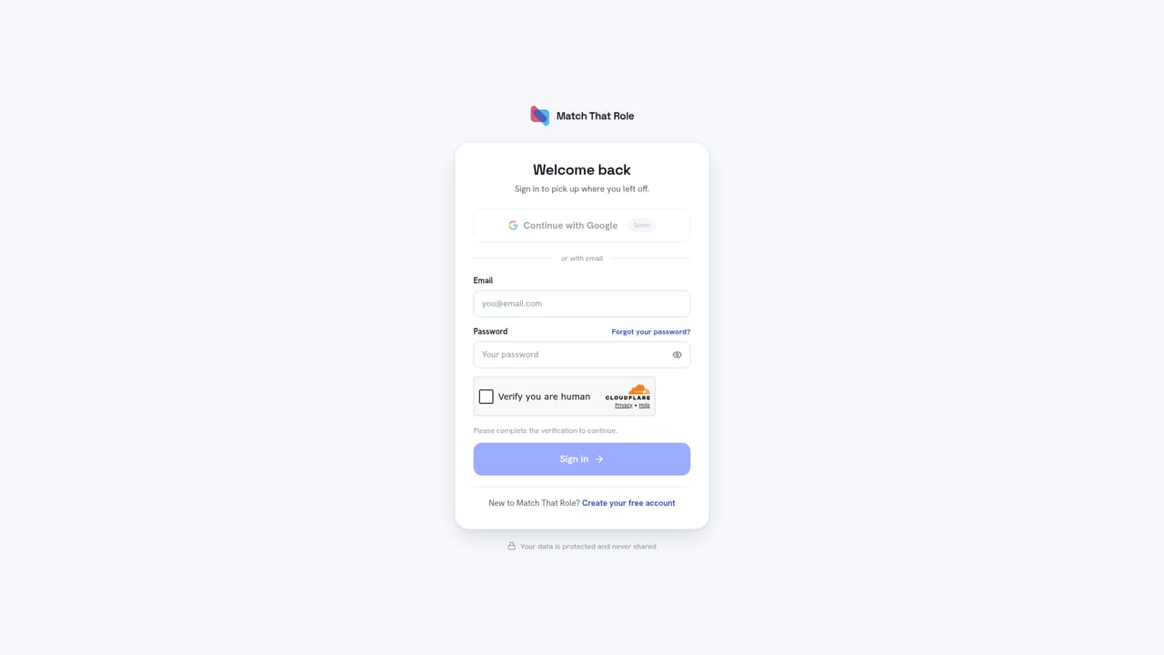 MatchThatRoleAI — Upload your CV for scoring
