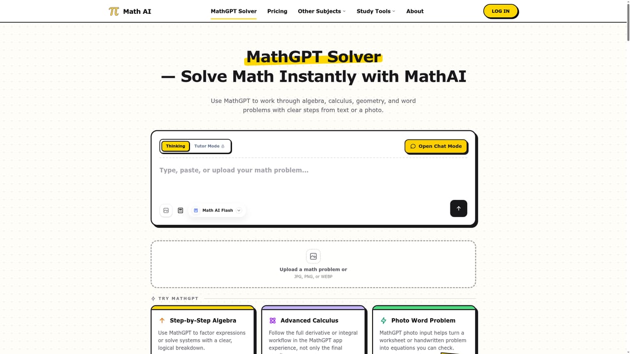 Math AI — Enter or upload a problem