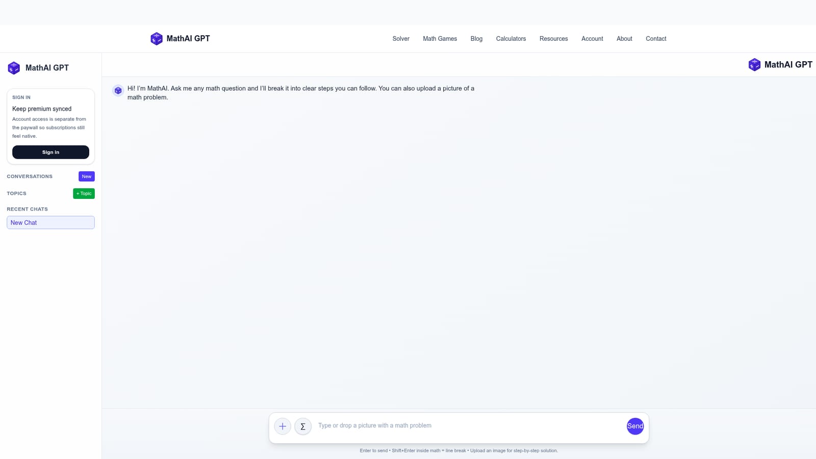 MathAI GPT — Open the MathAI GPT chat