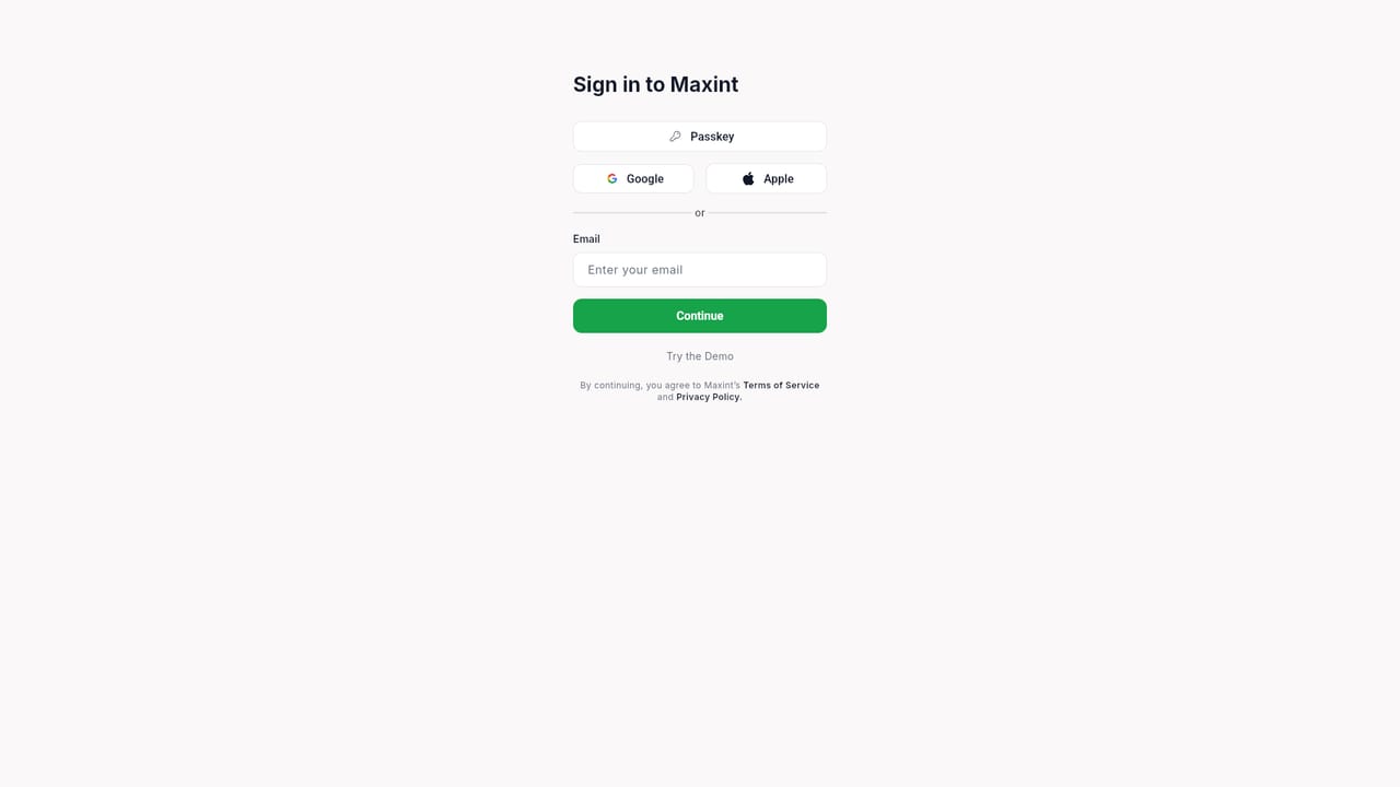 Maxint — Open the demo and pick your context