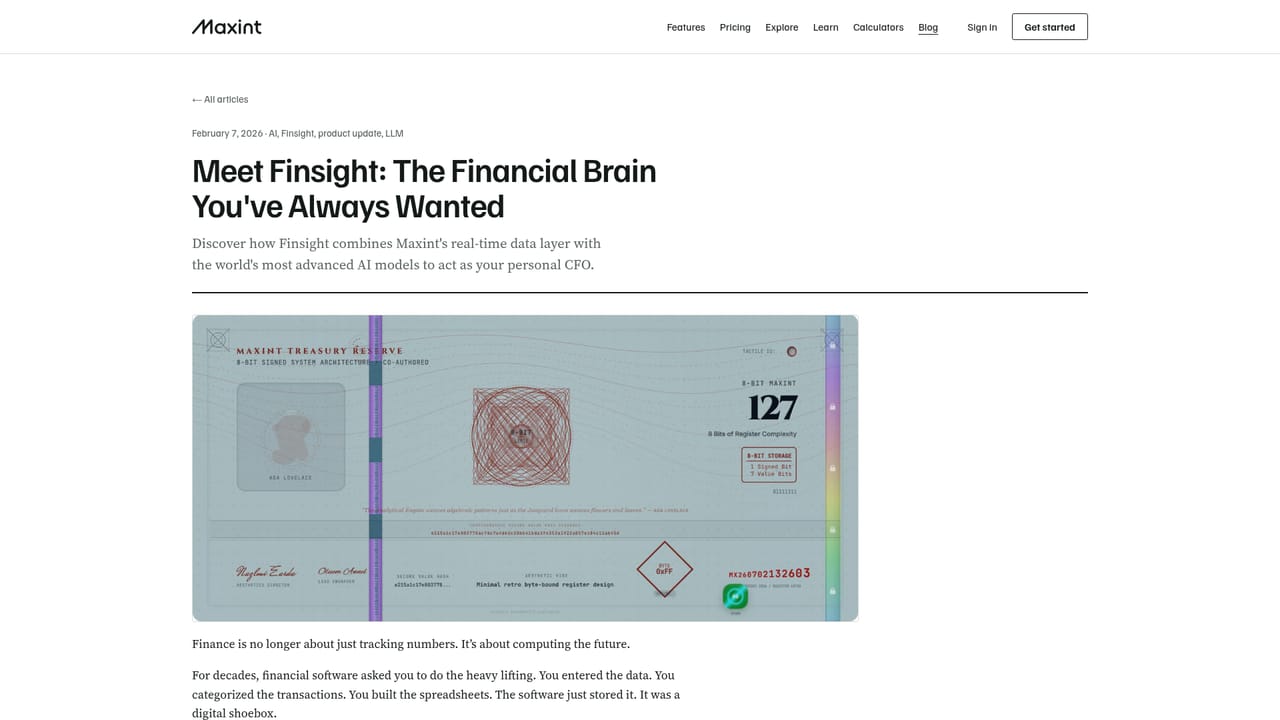Maxint — Ask Finsight about your own numbers