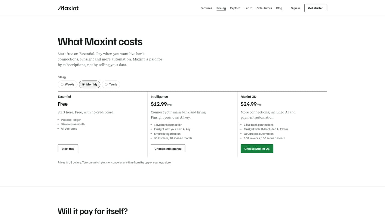 Maxint — Compare plans before relying on live data
