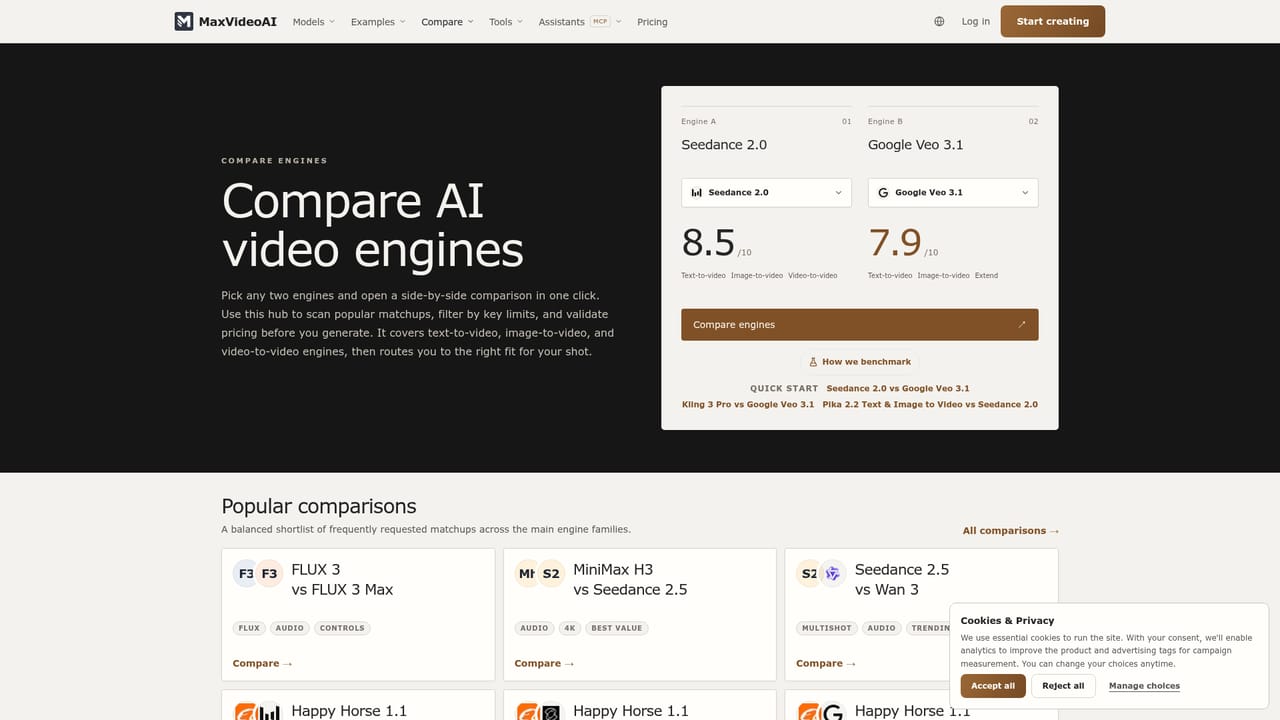 MaxVideoAI — Compare models before spending credits