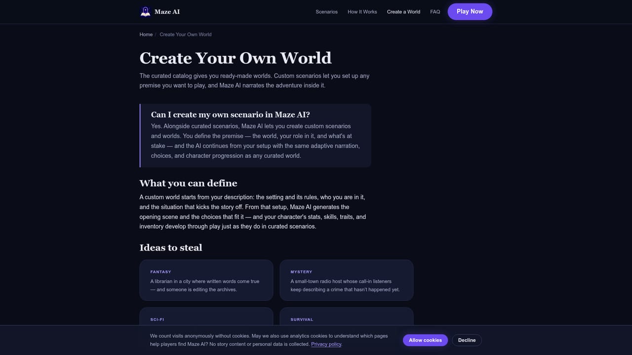 Maze AI — Build your own world