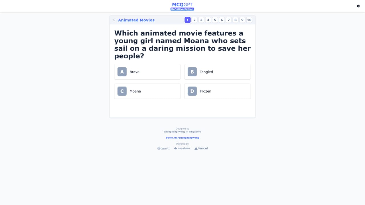 MCQGPT — Start with today's topic