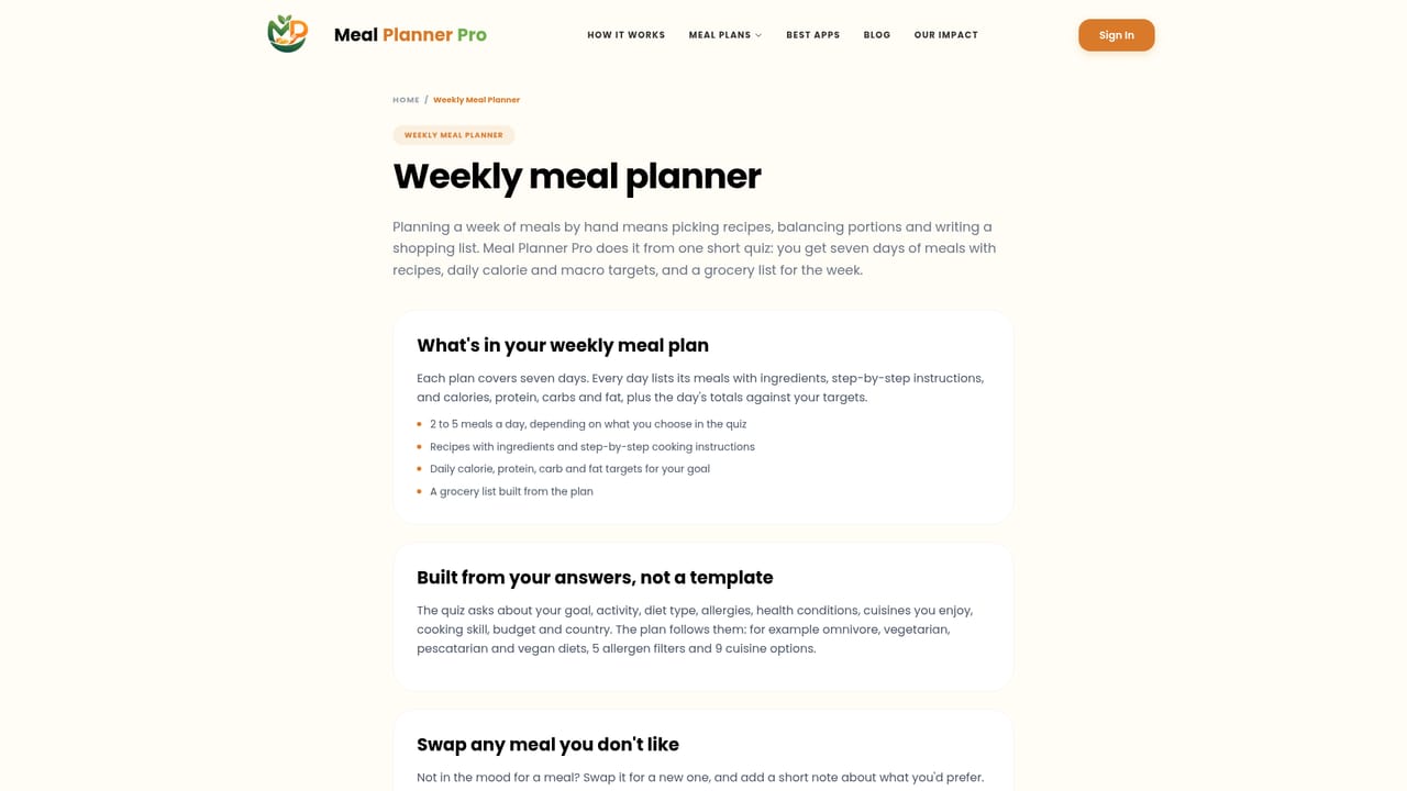 Meal Planner Pro — Review the generated week