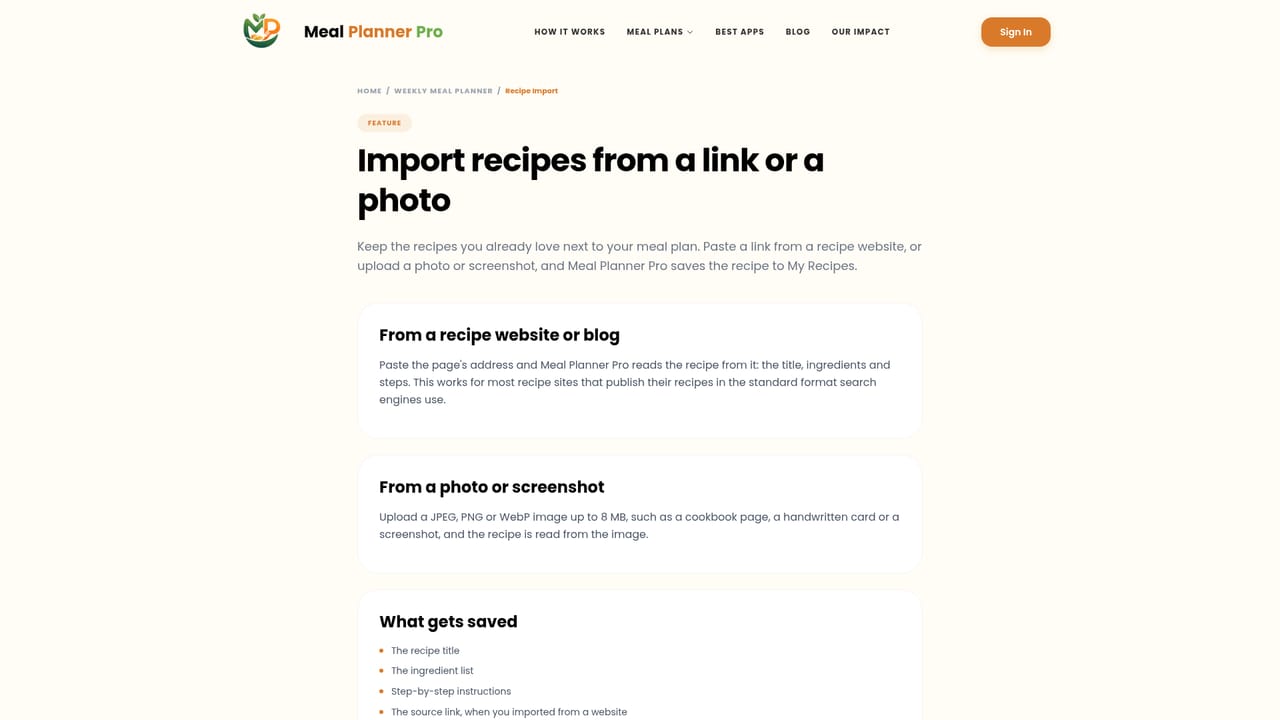 Meal Planner Pro — Add recipes you already cook