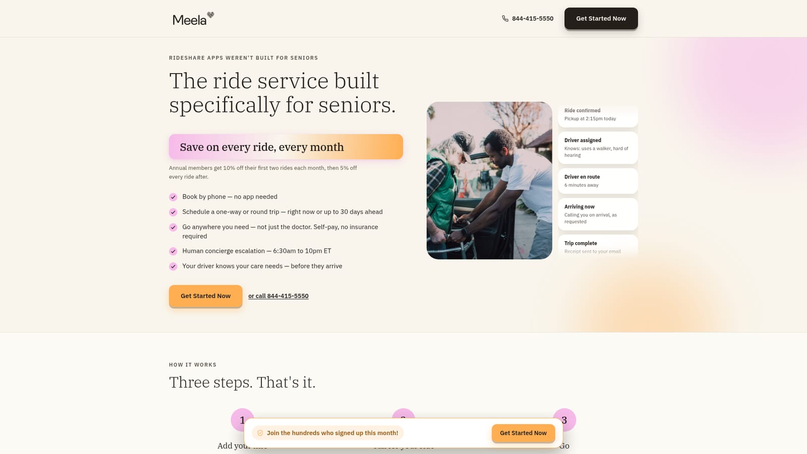 Meela — Share a mobile number to start setup