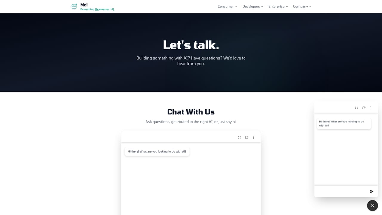 Mei — Plan an enterprise or developer path